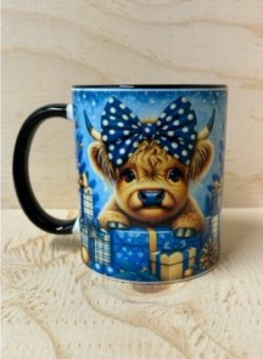 Blue Highland Cow Mug