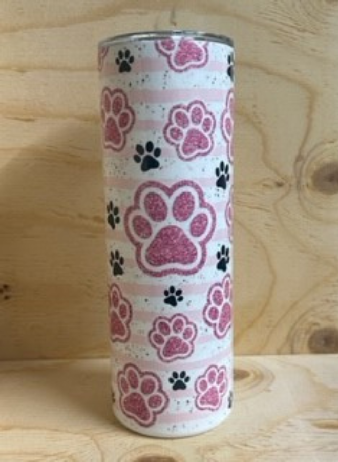 Pink Paw Tumbler With Lines