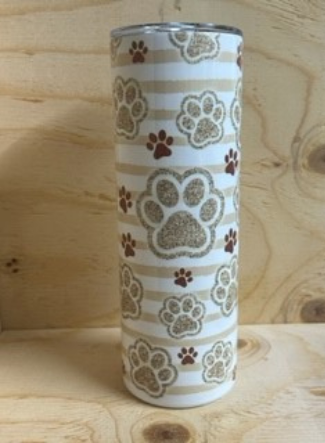 Brown Paw Tumbler With Lines