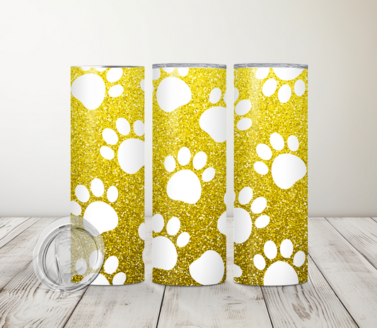 Yellow Tumbler With White Paws