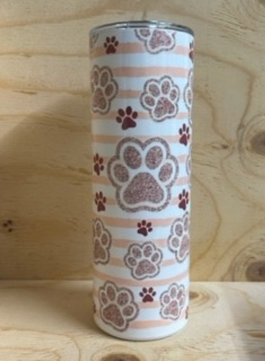 Peach Paw Tumbler With Lines