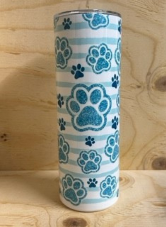 Teal Paw Tumbler With Lines