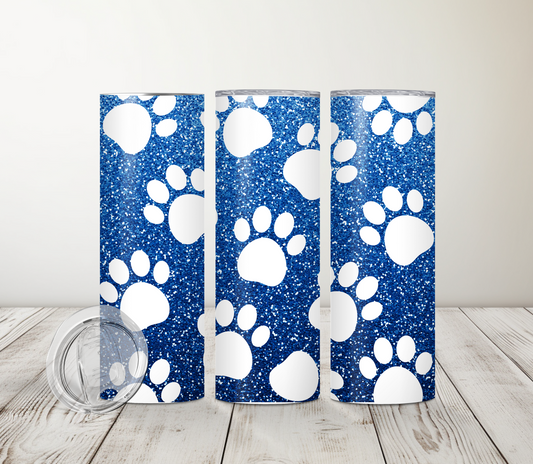 Blue Tumbler With White Paws