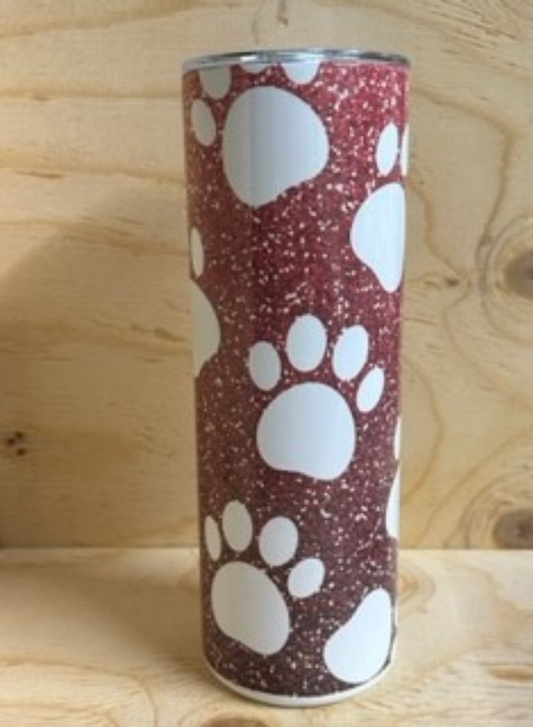 Red Tumbler With White Paws