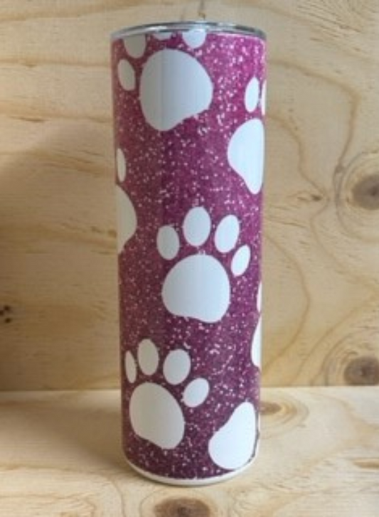 Pink Tumbler With White Paws