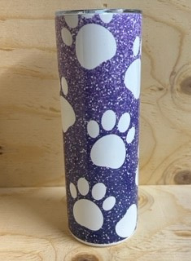 Purple Tumbler With White Paws