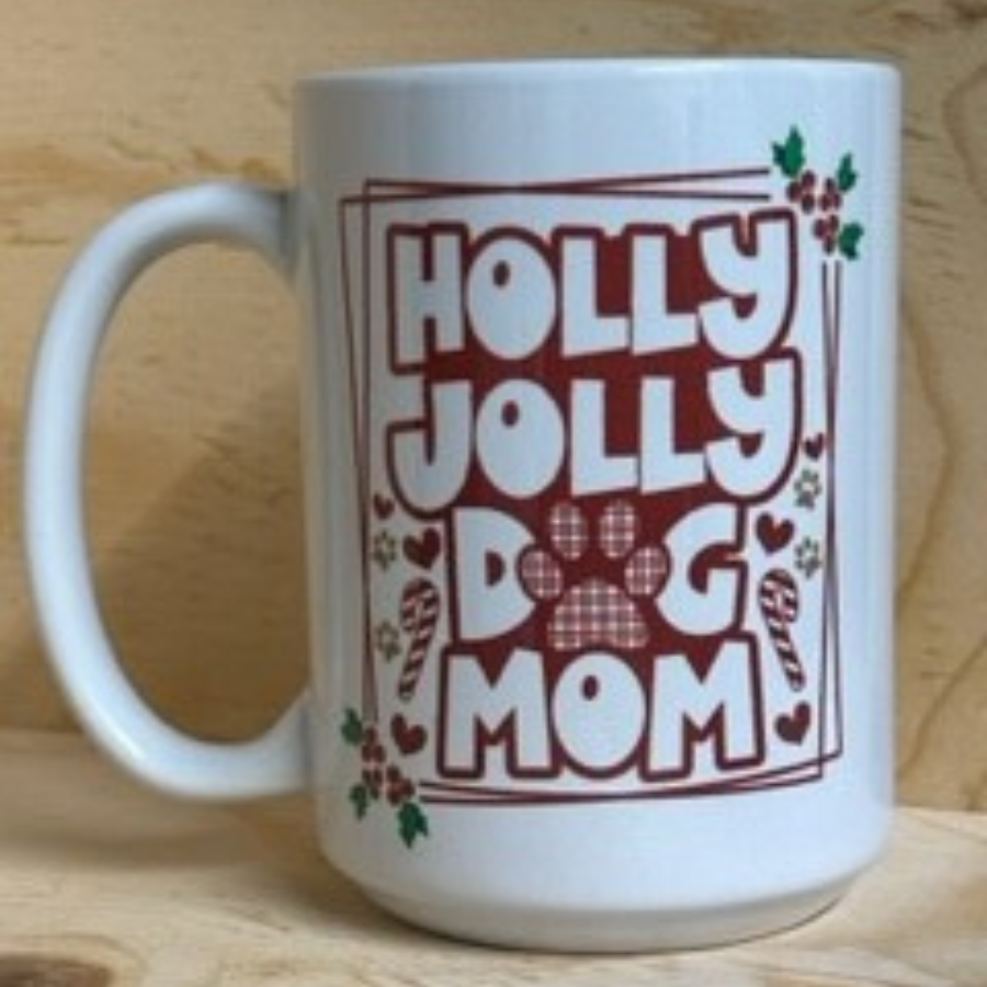 Holly Jolly Dog Mom Coffee Mug