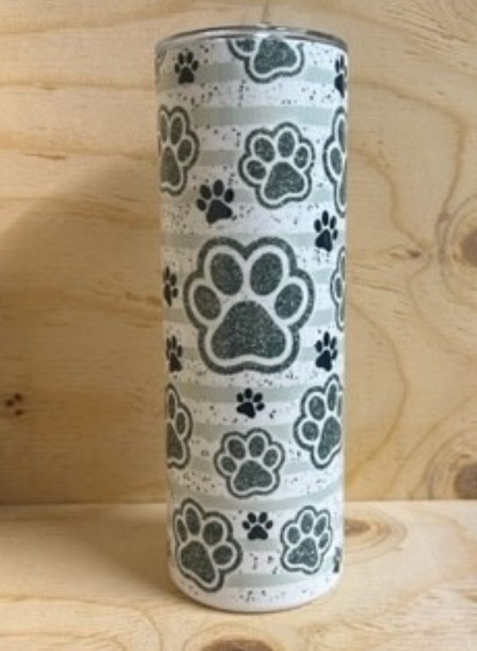 Black Paw Tumbler With Lines