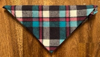 Blue White Pink And Black Plaid Bandana