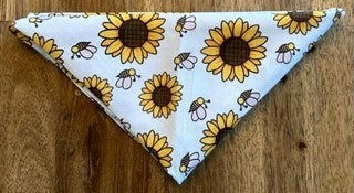 White Bandana With Sunflowers And Bees