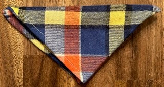 Yellow Orange And Blue Plaid Bandana